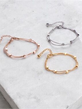 Minimal Cube Accent Bracelet NWT 18KT Gold Plated PVD Coated